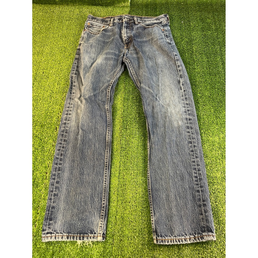 Levis 505 Regular Fit Straight Leg Jeans Mens 33x32 Medium Wash Blue‎ Denim